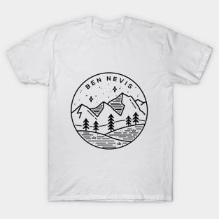 Ben Nevis, Scotland Landscape Emblem - White T-Shirt